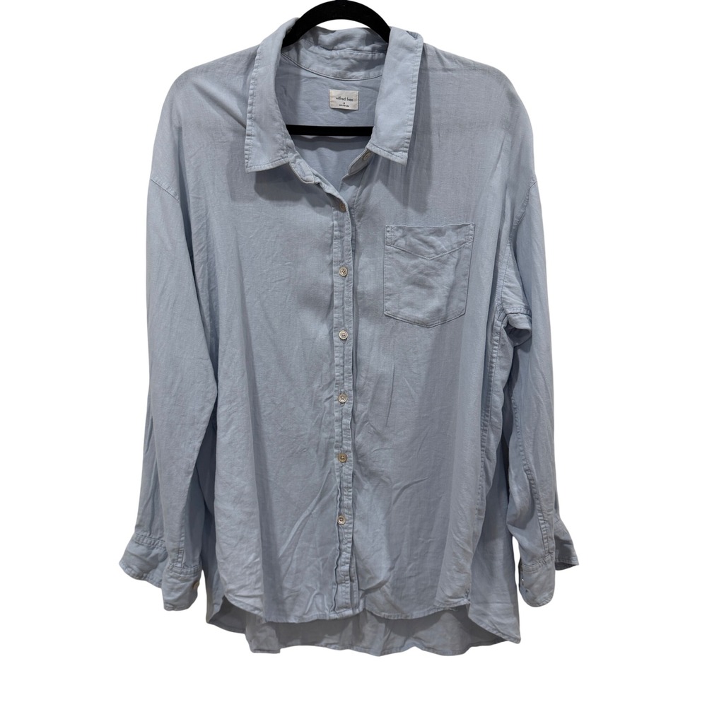 Wilfred Free Aritzia Light Blue Linen Rayon Button Down Shirt Womens‎ Medium